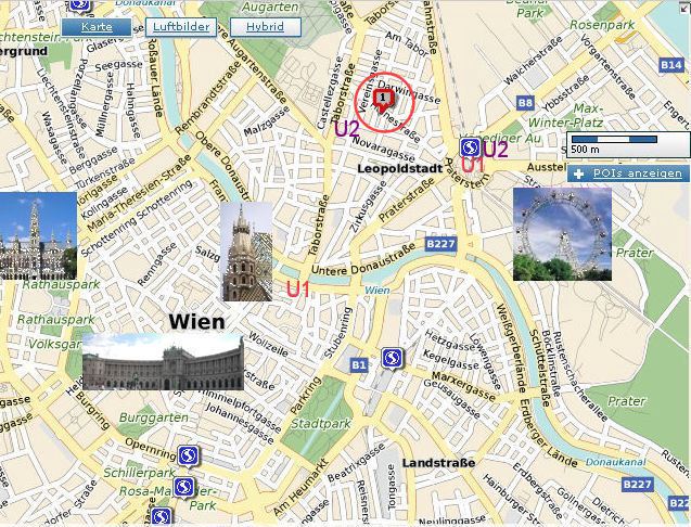 Lage der günstigen Apartments in Wien
